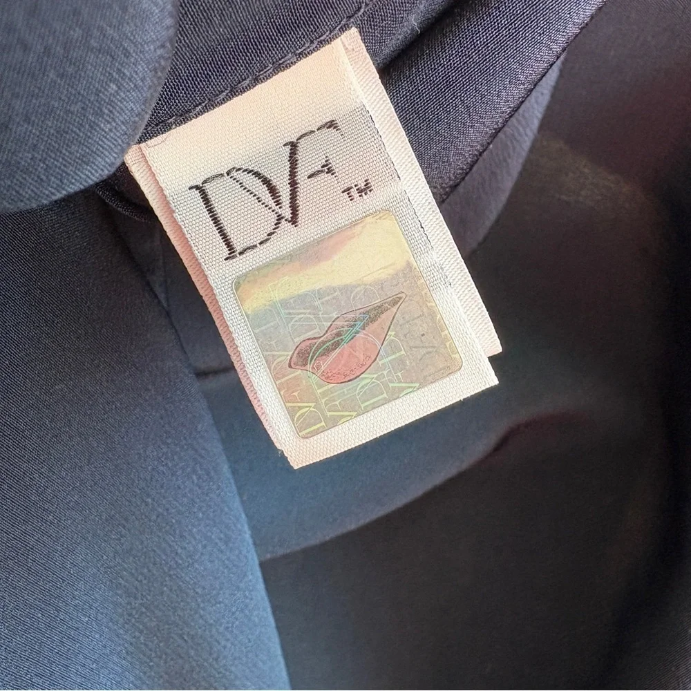 Diane Von Furstenberg sz 6 silk navy Tabatha color block blouse tunic top - Picture 7 of 8